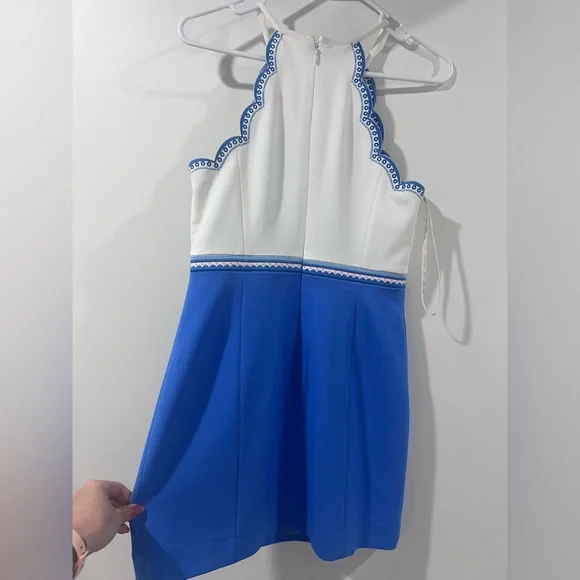 Blue and White Halter Dress with Embroidery - Picture 3 of 3